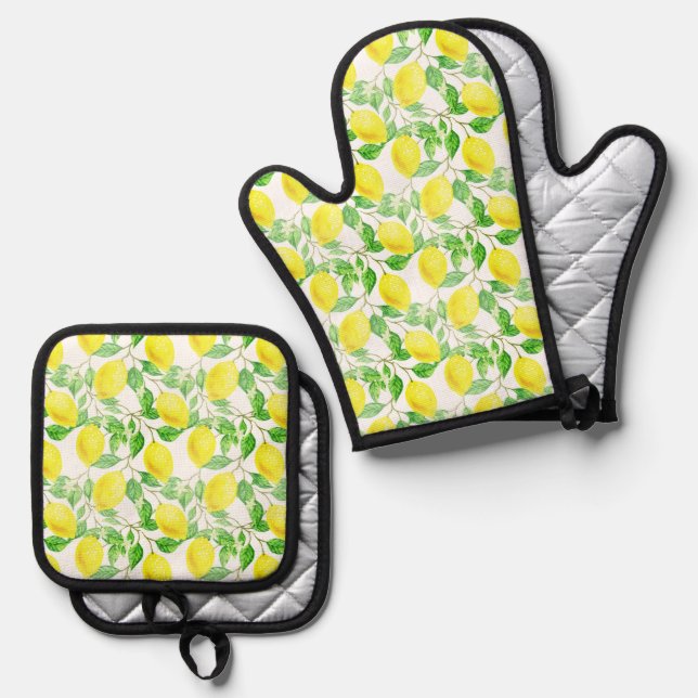 Lemon Ofenhandschuh & Topflappen-Set (Vorderseite/Rückseite)
