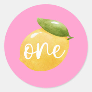 Lemon One 1. Geburtstag Runder Aufkleber