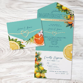 Lemon Orange Citrus Wedding All In One Einladung