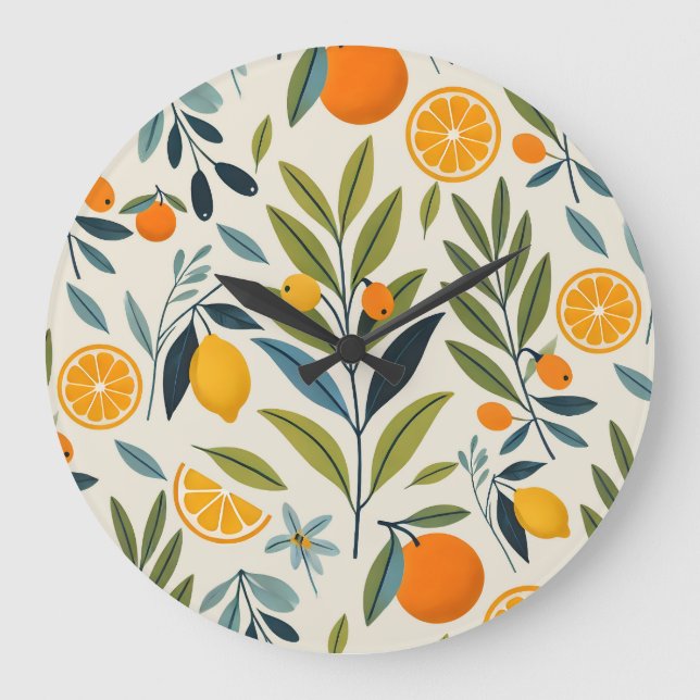 Lemon Orchard Dream Große Wanduhr (Vorderseite)