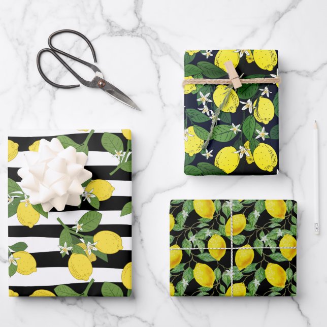 Lemon Pack Packpapier-Blätter Geschenkpapier Set (Vorderseite)