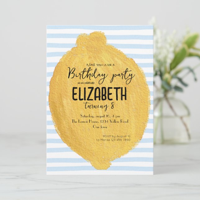 Lemon Party Einladung für Kinder zum Geburtstag (Stehend Vorderseite)