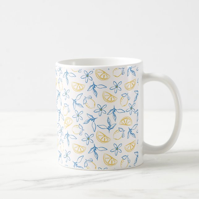 Lemon Pattern Handgezeichnet - Tasse des Kaffees (Rechts)