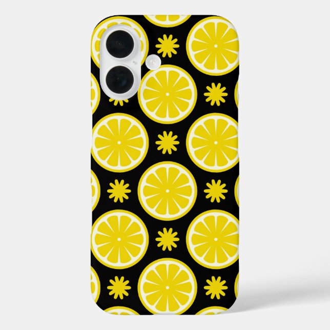 Lemon Pattern iPhone 16 Hülle (Rückseite)