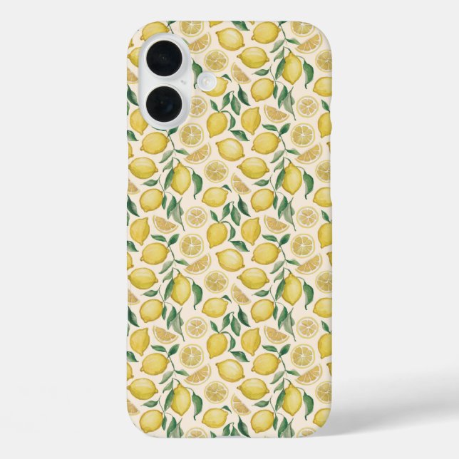 Lemon Pattern iPhone 16 Plus Hülle (Rückseite)