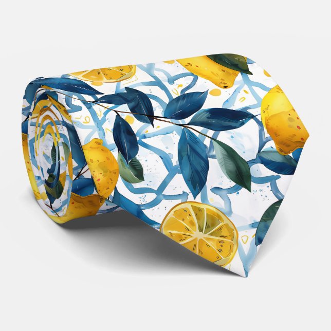 Lemon Pattern Men's Necktie  Krawatte (Gerollt)