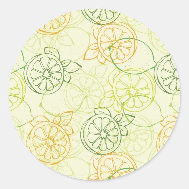 Lemon Pattern Runder Aufkleber (Vorderseite)