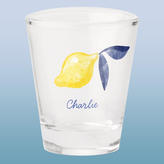 Lemon Personalisiert Individuelle Name Schnapsglas (Personalized name watercolor lemon shot glass)