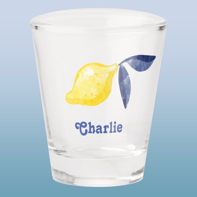 Lemon Personalisiert Schnapsglas (Personalized retro font name citrus lemon shot glass)
