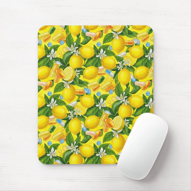 Lemon Pill Pattern Pharmacy Mousepad (Mit Mouse)
