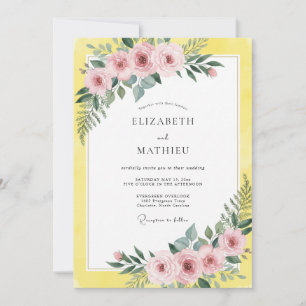 Lemon Pink Bloom Hochzeit Einladung