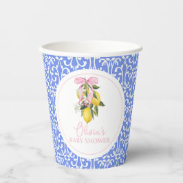 Lemon Pink Bow La Dolce Vita Baby Dusche Pappbecher