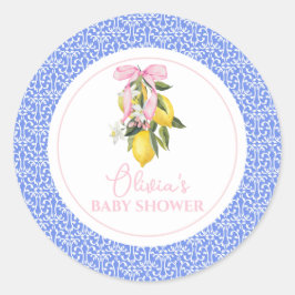 Lemon Pink Bow La Dolce Vita Baby Dusche Runder Aufkleber