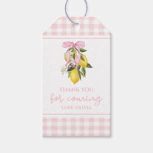 Lemon Pink Bow Preppy Baby Dusche Geschenkanhänger