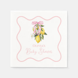 Lemon Pink Bow Preppy Coquette Baby Dusche Serviette