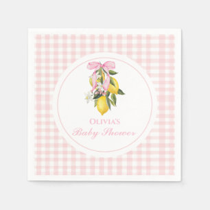 Lemon Pink Bow Preppy Coquette Babydusche Serviette