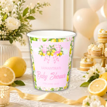 Lemon & Pink Gingham-Schleife Baby Shower