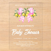 Lemon & Pink Gingham-Schleifen-Baby-Party