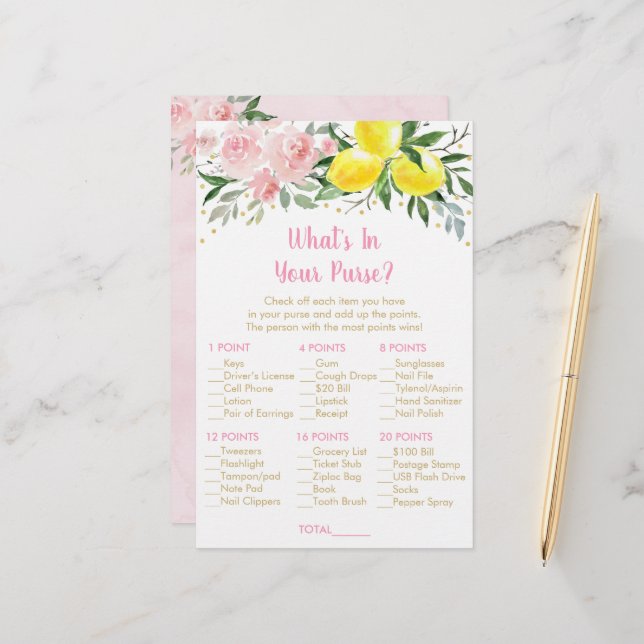 Lemon Pink Gold Floral Was ist in deinem Handspiel (Vorderseite/Rückseite Beispiel)