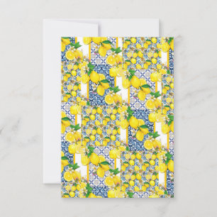 Lemon Portugiesisch Azulejo Mittelmeer Santorini Dankeskarte
