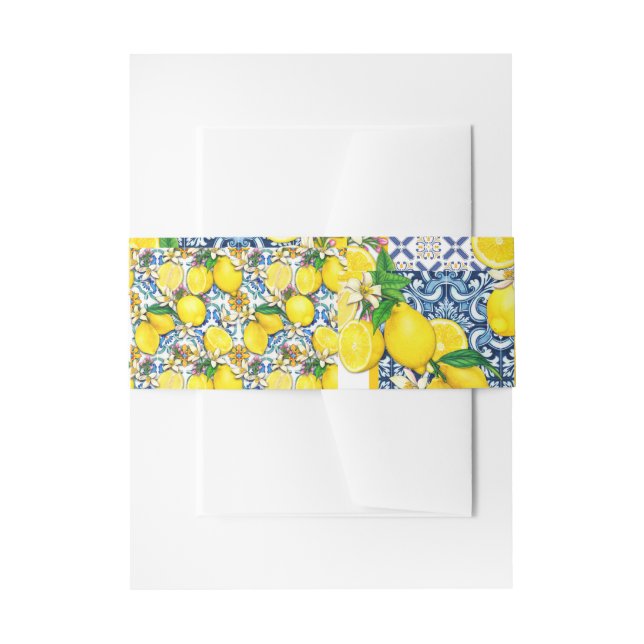 Lemon Portugiesisch Azulejo Mittelmeer Santorini Einladungsbanderole (Vorderseite Beispiel)