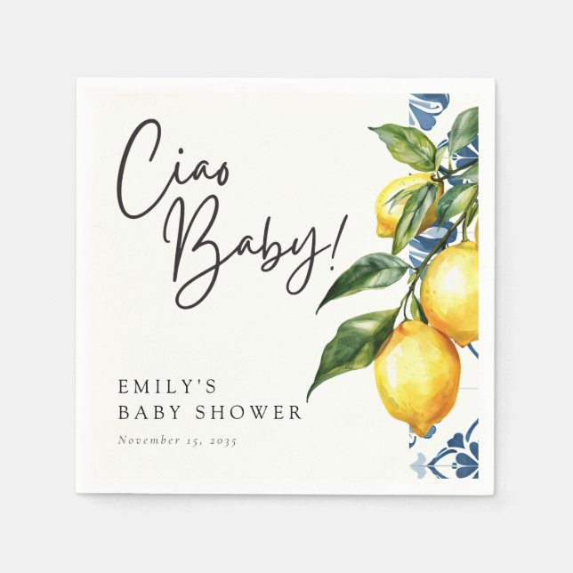 Lemon Positano Italienische Babydusche Serviette (Vorderseite)