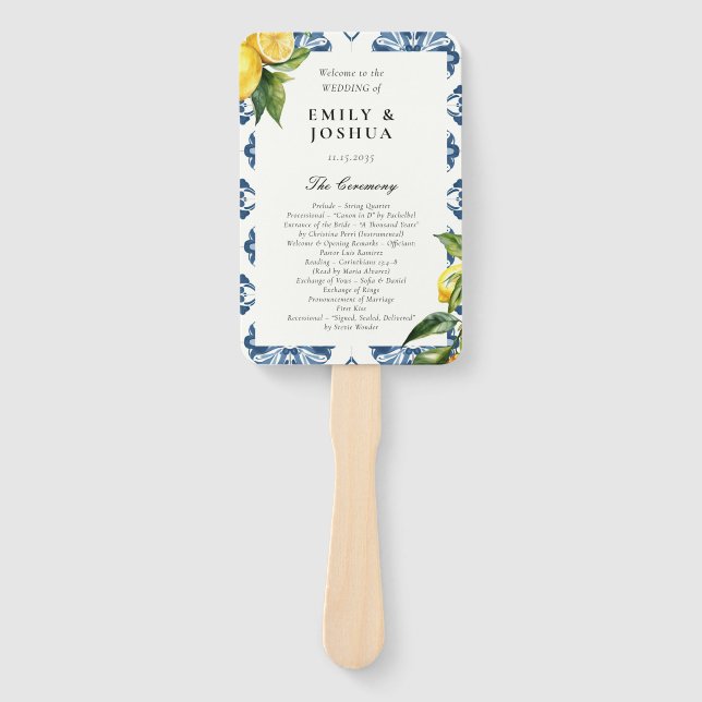 Lemon Positano Italienisches Hochzeitsfeierungspro Fächer (Vorderseite)