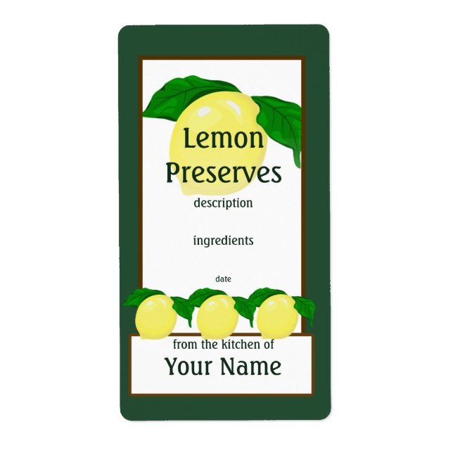 Lemon Preserve Label (Vorne)