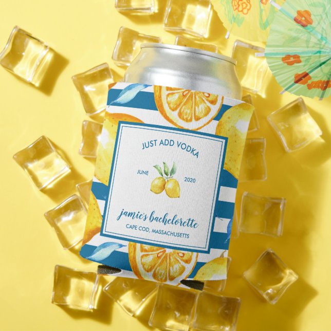 Lemon Print | Citrus Bachelorette Personalisiert Dosenkühler (In Situ Sommer)