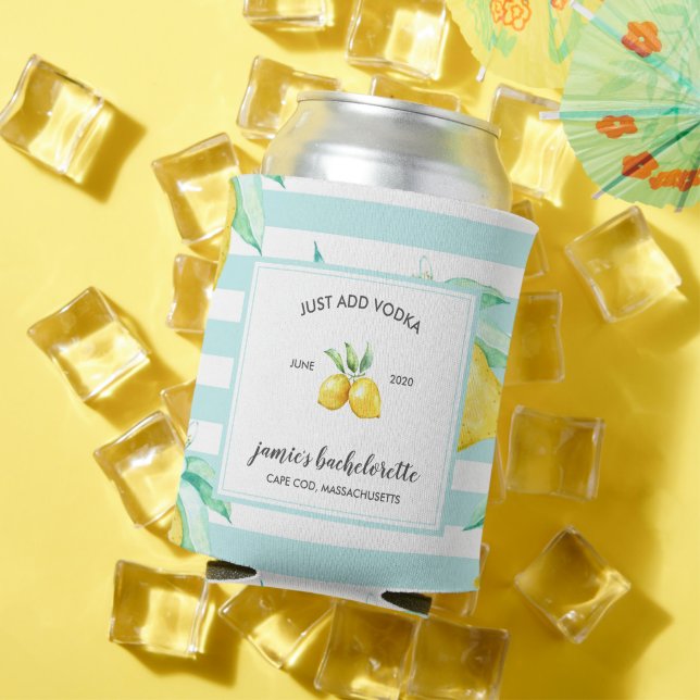Lemon Print | Citrus Bachelorette Personalisiert Dosenkühler (In Situ Sommer)