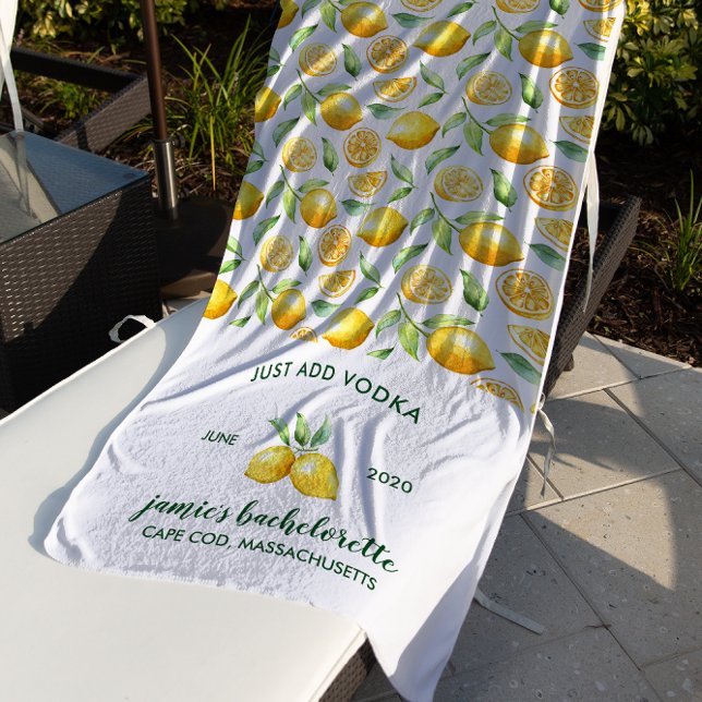 Lemon Print | Citrus Bachelorette Weekend Strandtuch (Von Creator hochgeladen)