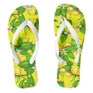 Lemon Print Flip Flops auf gelb