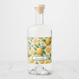 Lemon Print Limoncello Flaschenetikett Alkoholflaschenetikett