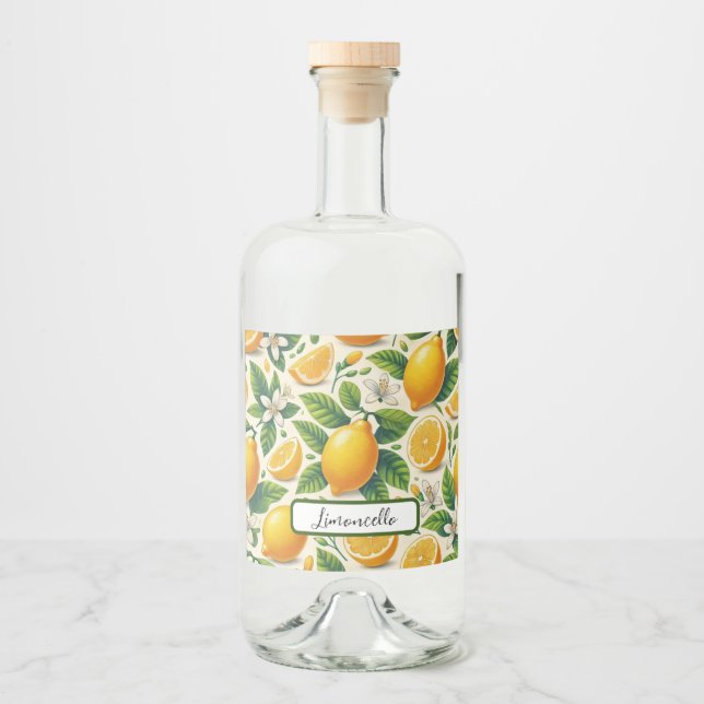 Lemon Print Limoncello Flaschenetikett Alkoholflaschenetikett (Vorderseite)