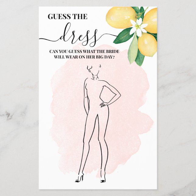 Lemon rät euch die Dress Pink Brautparty Game Card Flyer (Vorne)