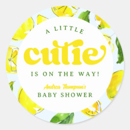Lemon Retro Kleine Süsse Gelbe Babydusche Runder Aufkleber
