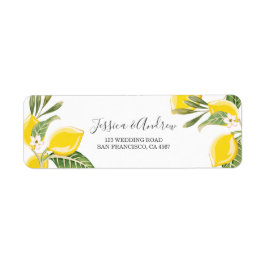 Lemon Return Address Label Foliage Citrus Bohomian