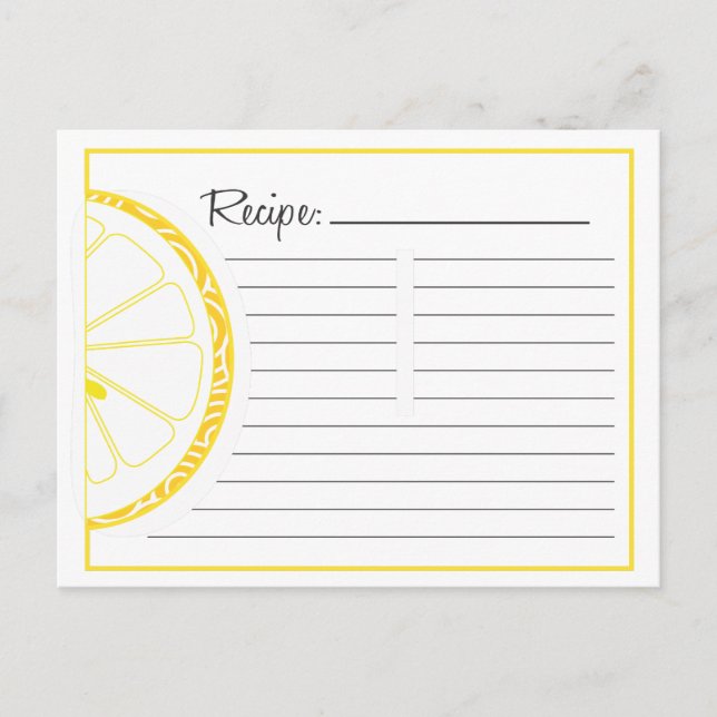 Lemon Rezept Card Postkarte (Vorderseite)
