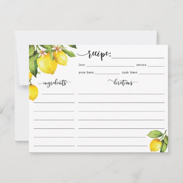 Lemon Rezept Card RSVP Karte (Vorderseite)