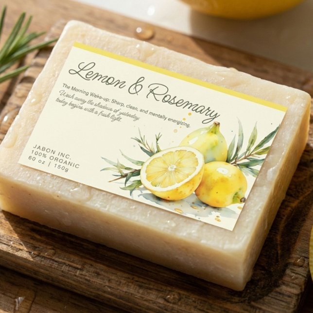 Lemon & Rosemary Organic Soap Sticker Label (Créateur téléchargé)