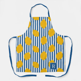 Lemon Rustic Farmhouse Blue and White Stripe Schürze