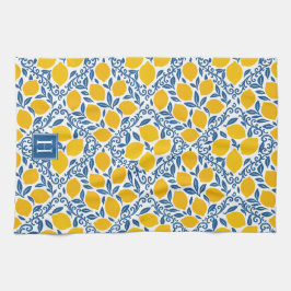 Lemon Rustic Farmhouse French Country Monogram Geschirrtuch