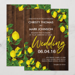 Lemon Rustic Wood Summer Wedding Einladung