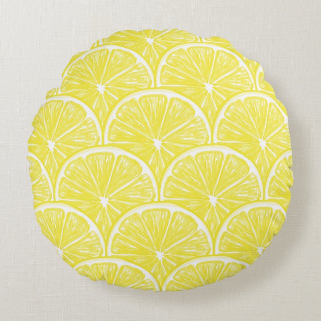 Lemon-Scheiben Rundes Kissen (Vorderseite)