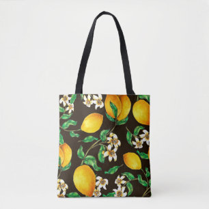 Lemon Seamless Muster handgemalt in Aquarellfarbe Tasche