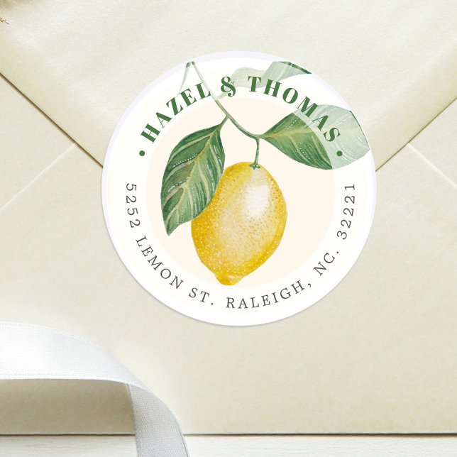 Lemon Season Wedding | Anschrift Runder Aufkleber (Von Creator hochgeladen)