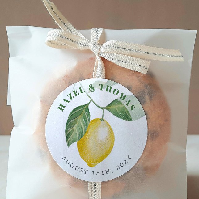 Lemon Season Wedding | SAVE THE DATE Runder Aufkleber (Von Creator hochgeladen)