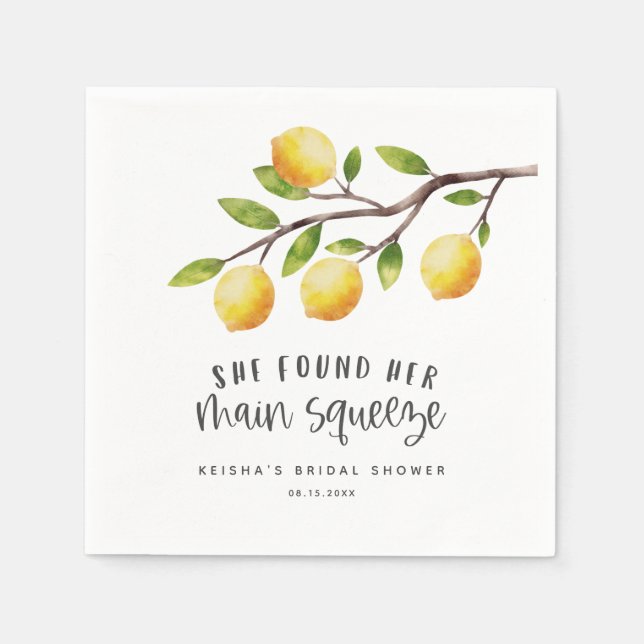 Lemon sie fand ihr Haupt-Squeeze-Brautparty Serviette (Vorderseite)
