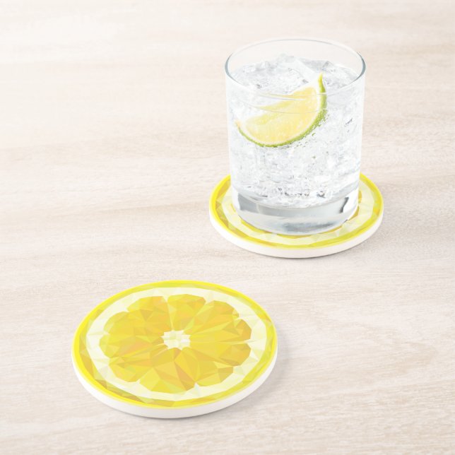 Lemon Slice Geometric Design Fruit Getränkeuntersetzer (Seite)