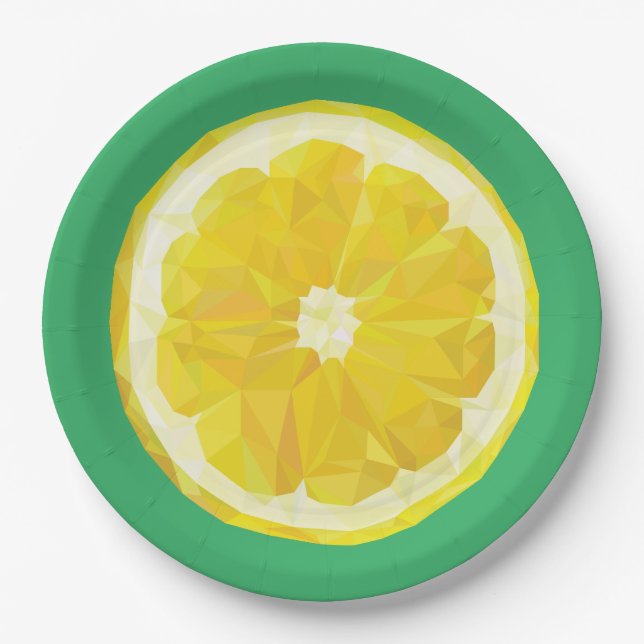 Lemon Slice Geometric Design Fruit Pappteller (Vorderseite)